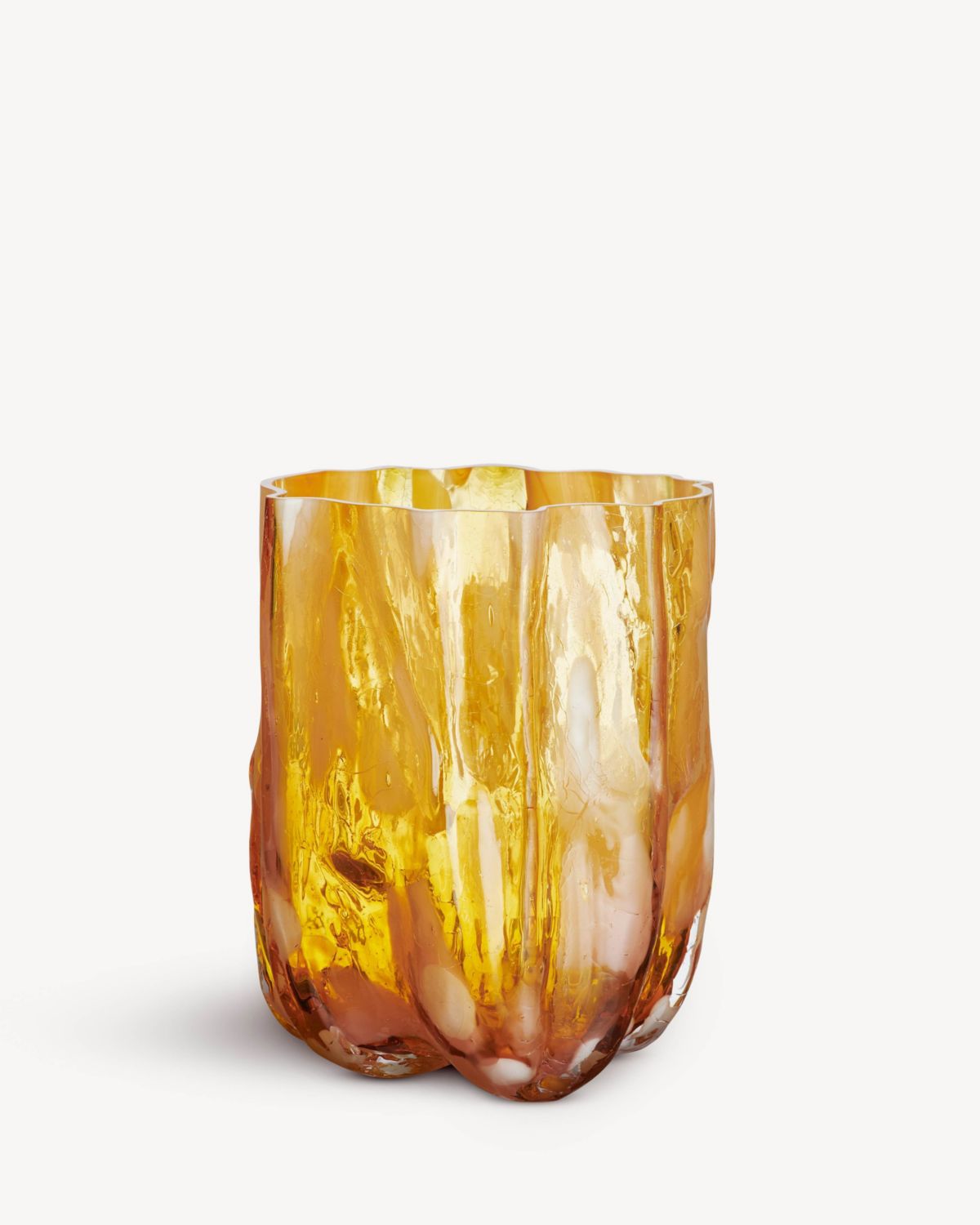 Crackle Vase Amber/Flamingo Tall