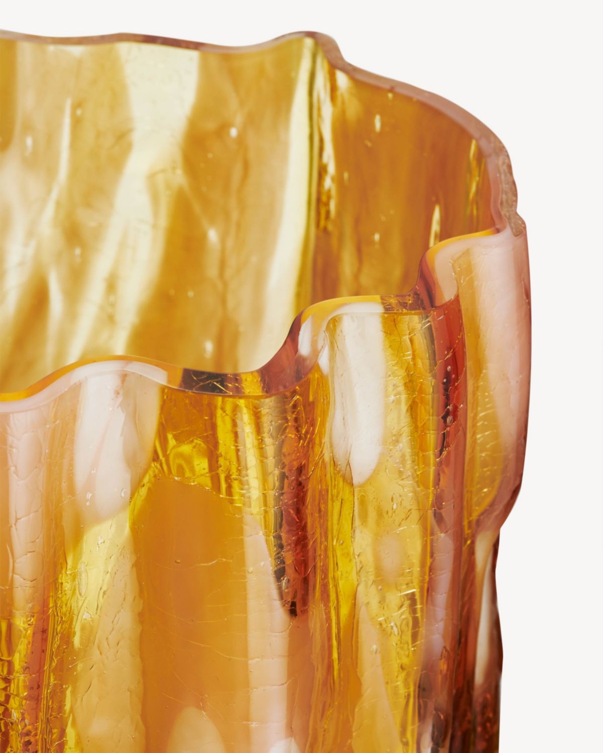 Crackle Vase Amber/Flamingo Tall