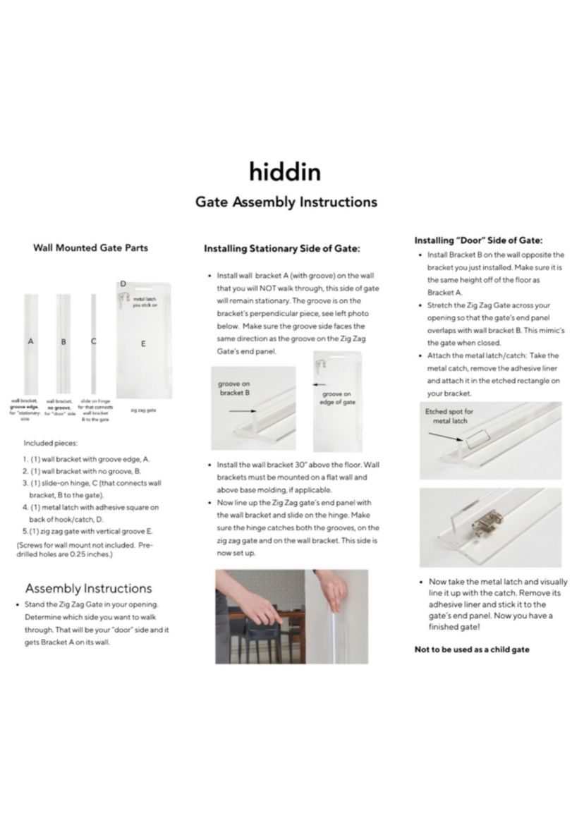 Tall Zig Zag Wall Mounted Clear Pet Gate, 10-panel