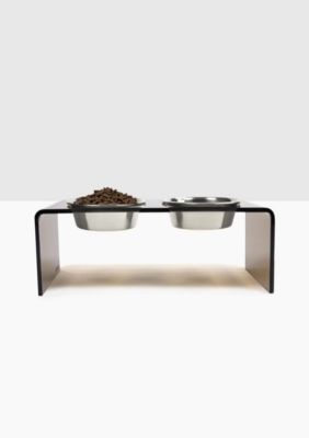 hiddin Medium Bronze Double Bowl Elevated Pet Feeder, 3.5 cups, Gold