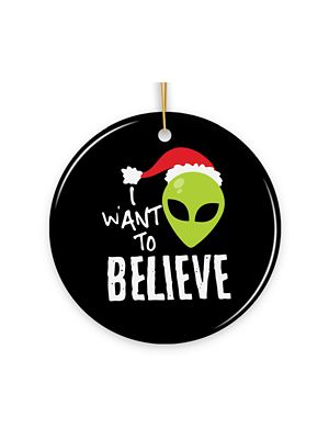 OrnamentallyYou I Want to Believe Alien Santa Ornament