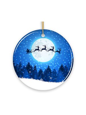 OrnamentallyYou Santa Reindeer Full Moon Silhouette Ornament