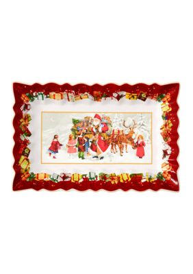 Villeroy & Boch Rectangle Cake Plate , Santa and Kids, Medium Platter