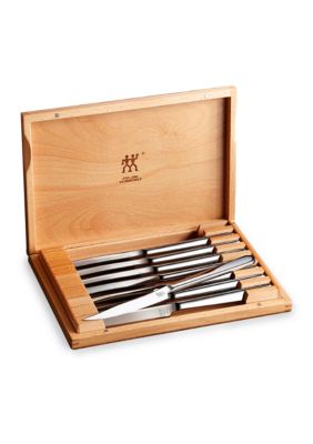 Set of 8 Piece Stainless Steel Steak Knives with Wood Presentation Case