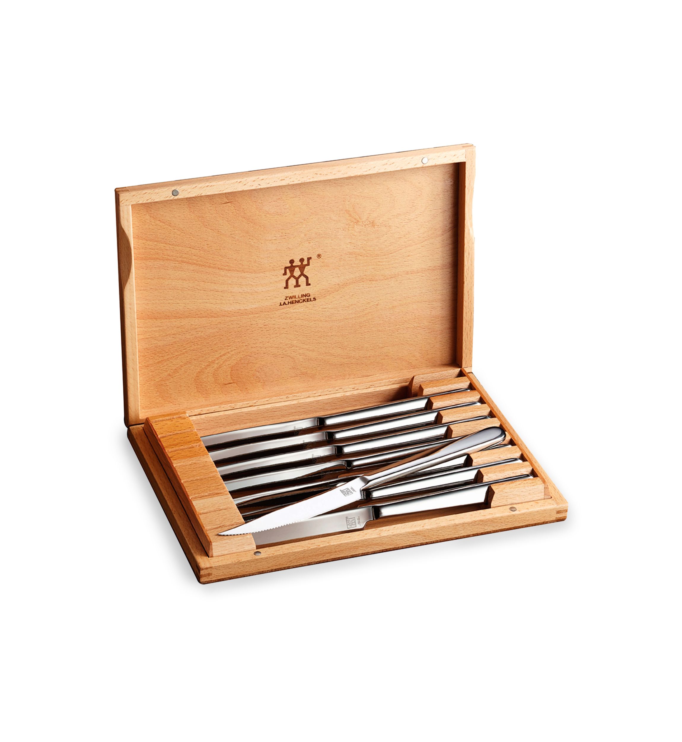 Set of 8 Piece Stainless Steel Steak Knives with Wood Presentation Case