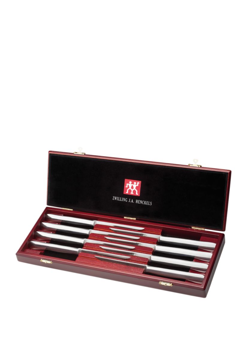 8pc Stainless Steel Serrated Steak Knife Set w/ Wood Gift Box