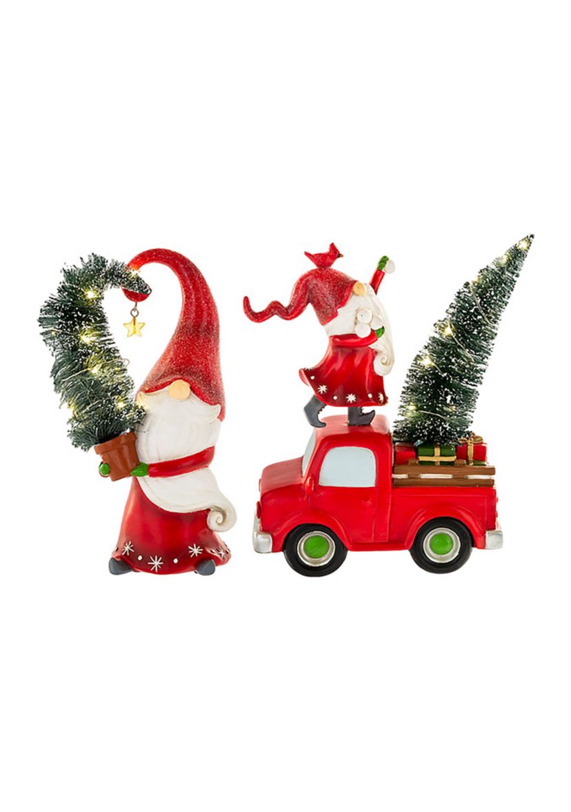 LED Light Up Gnome, Tree, and Truck Figurines