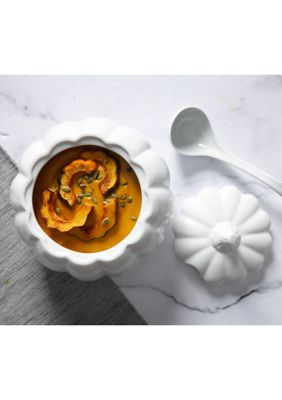White Fine Ceramic Pumpkin Bowl With Lid – Martha Stewart