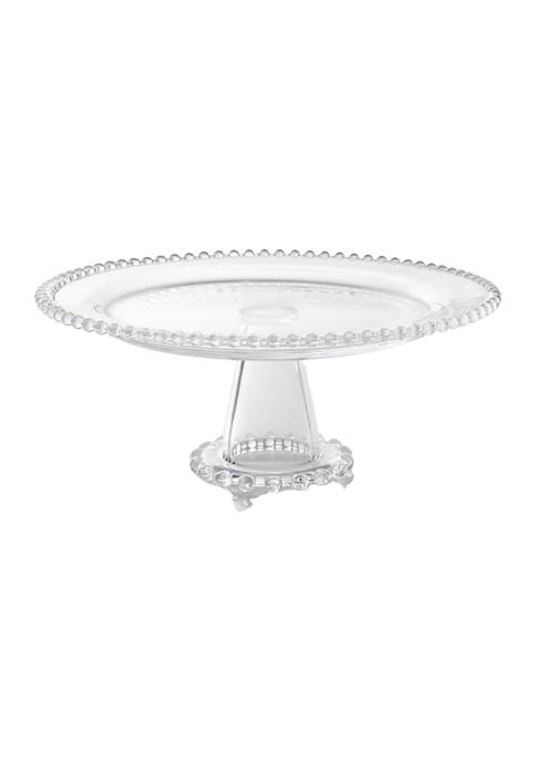 Sereno Beaded Rim Footed Glass Cake Stand
