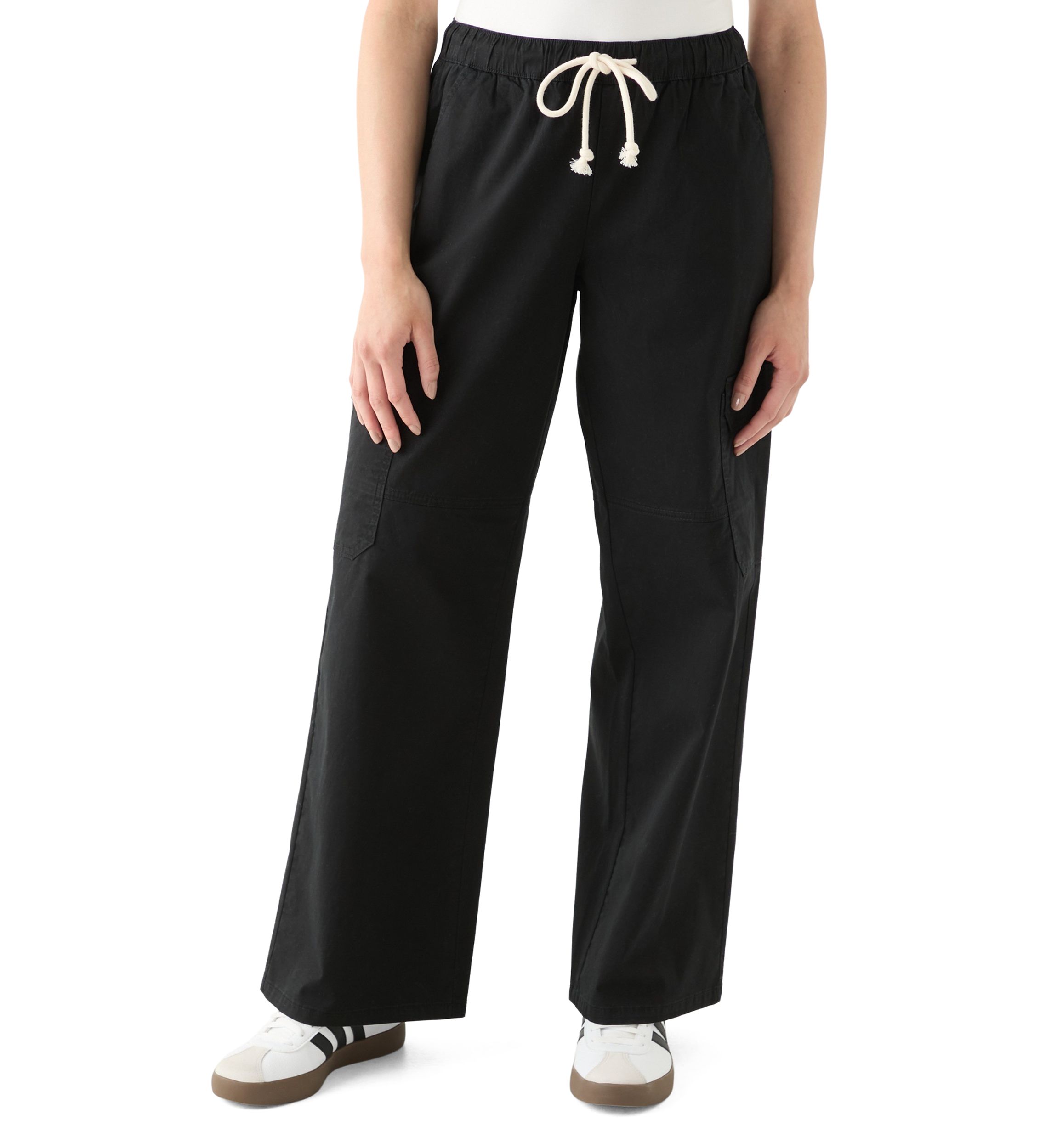 Womens Poplin Wide Leg Pants