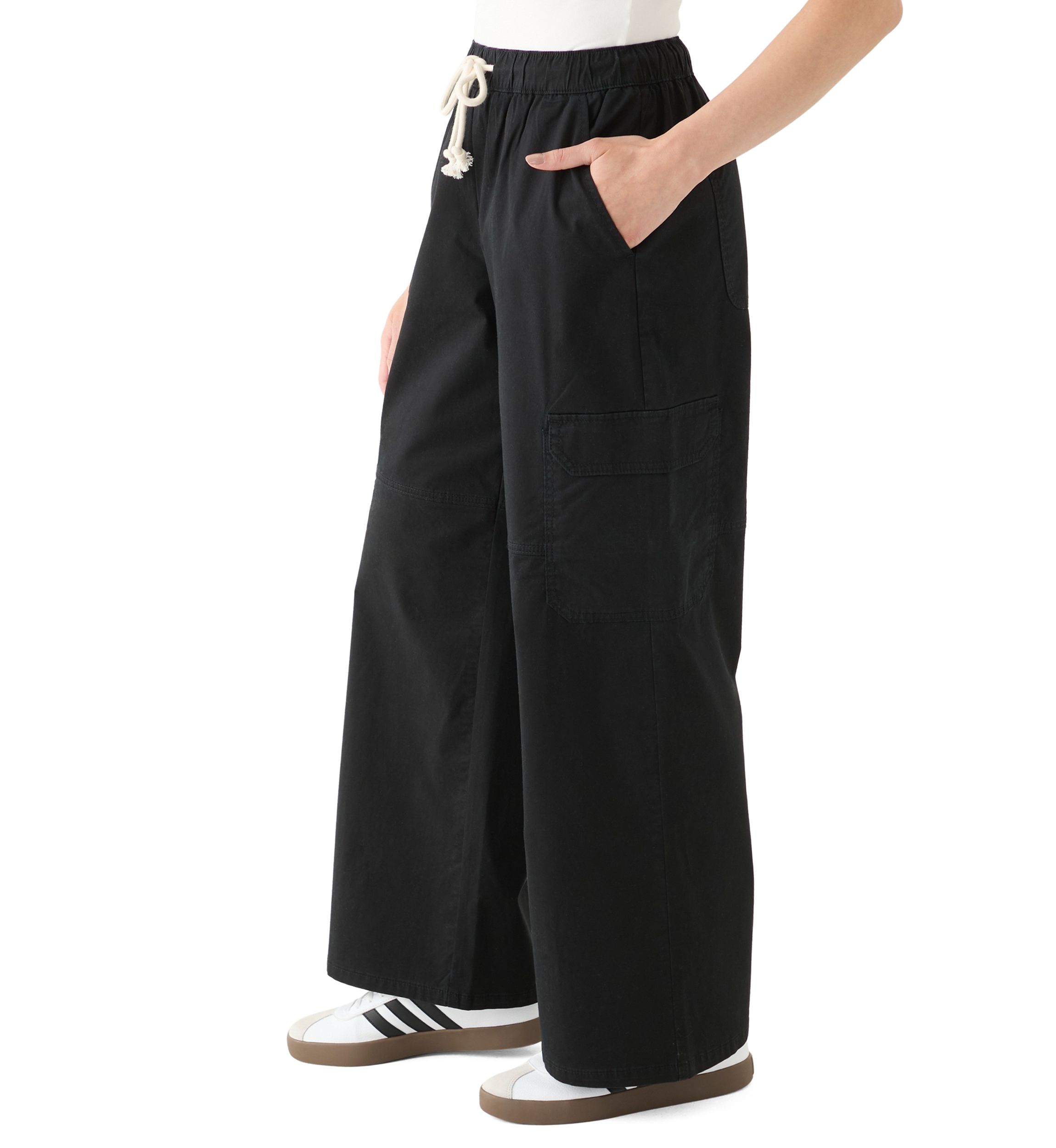 Womens Poplin Wide Leg Pants