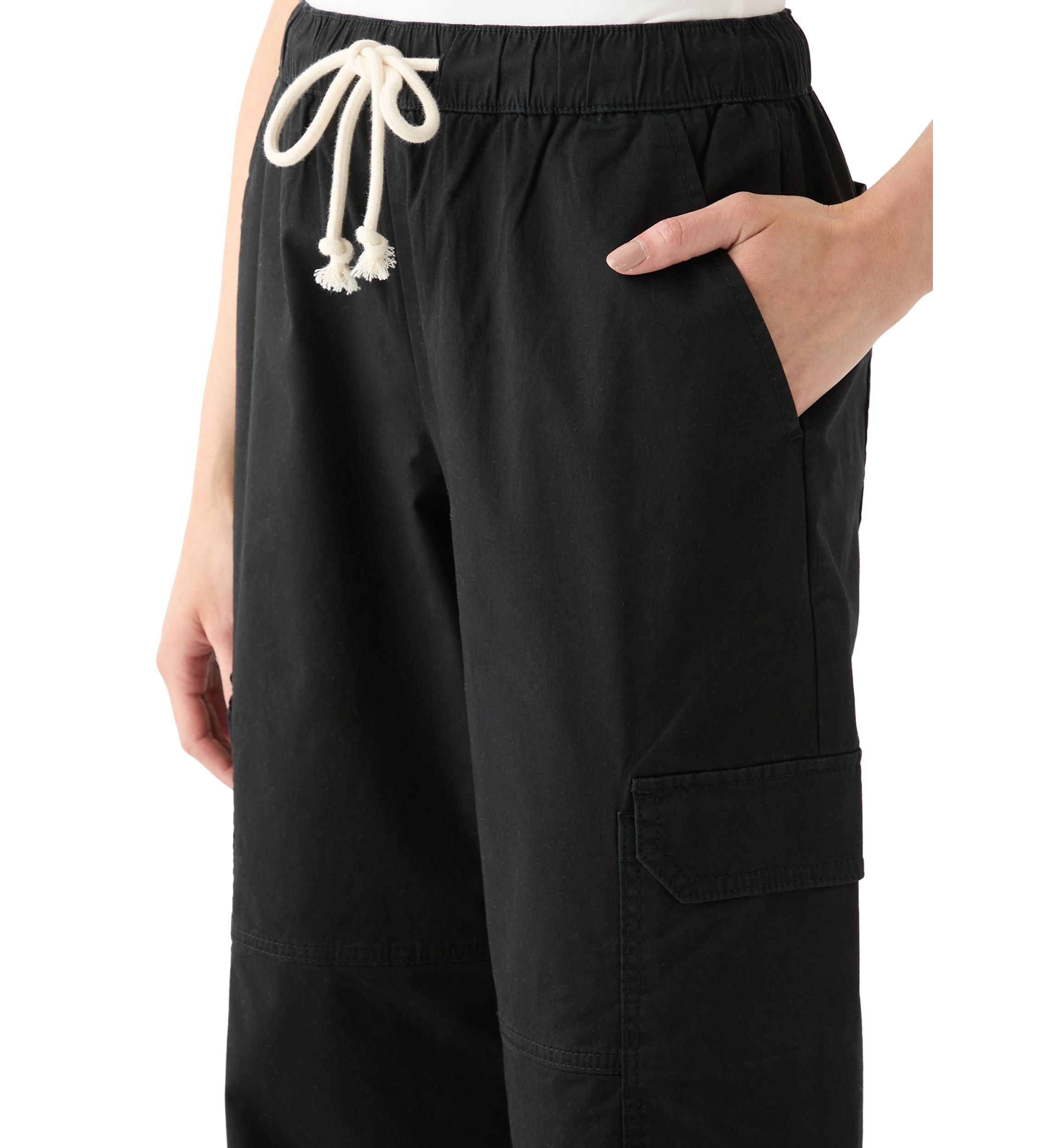Womens Poplin Wide Leg Pants