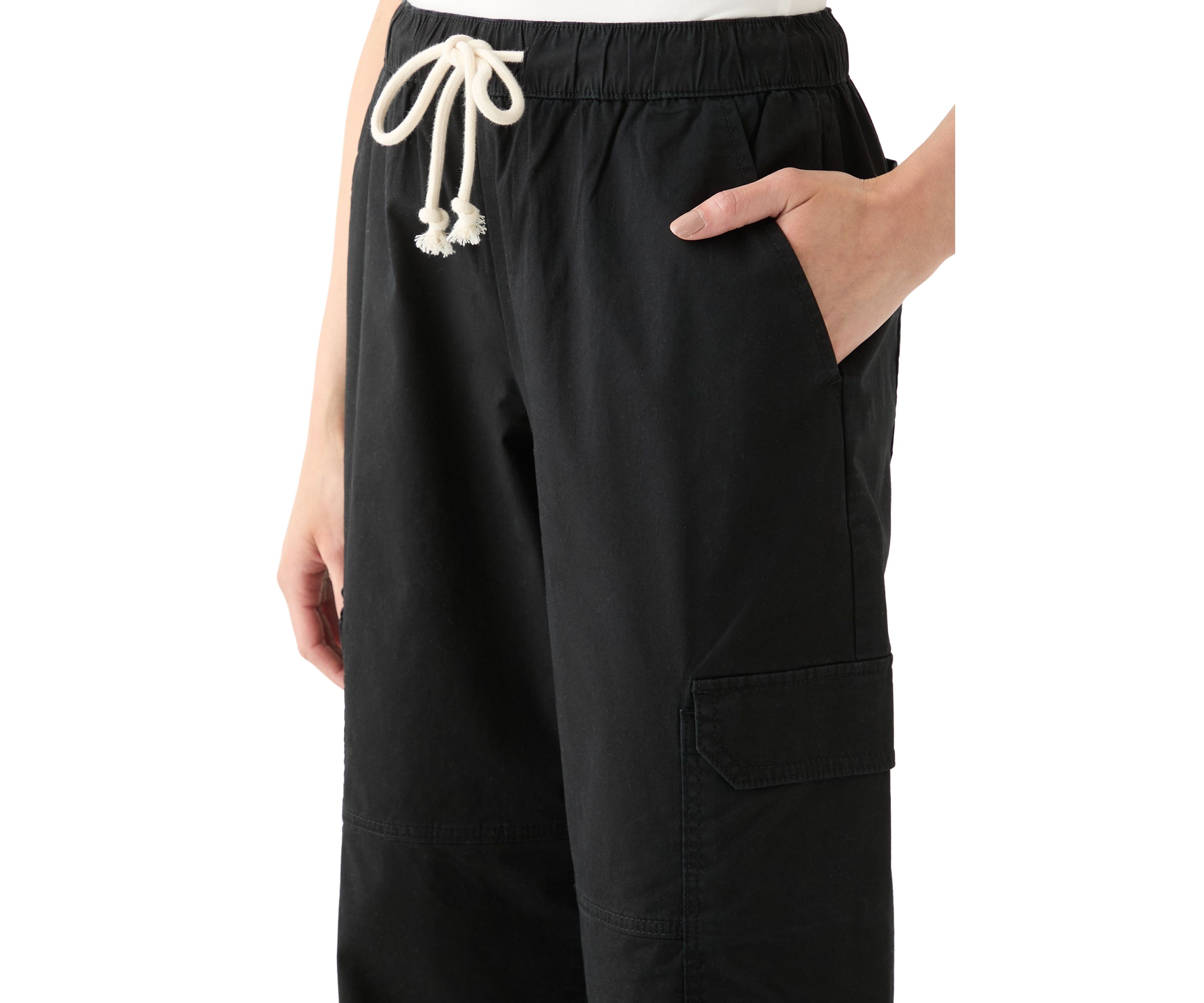 Womens Poplin Wide Leg Pants