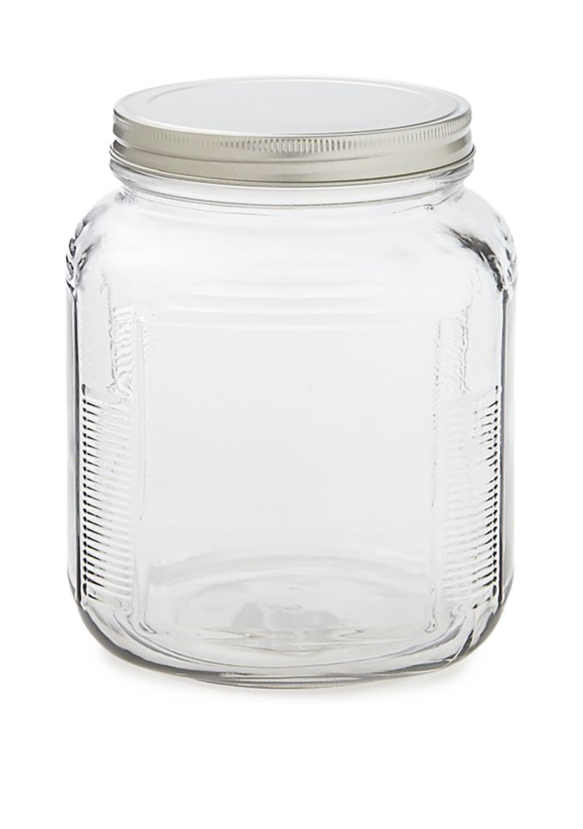 2 Quart Cracker Jar with Serrated Silver Lid