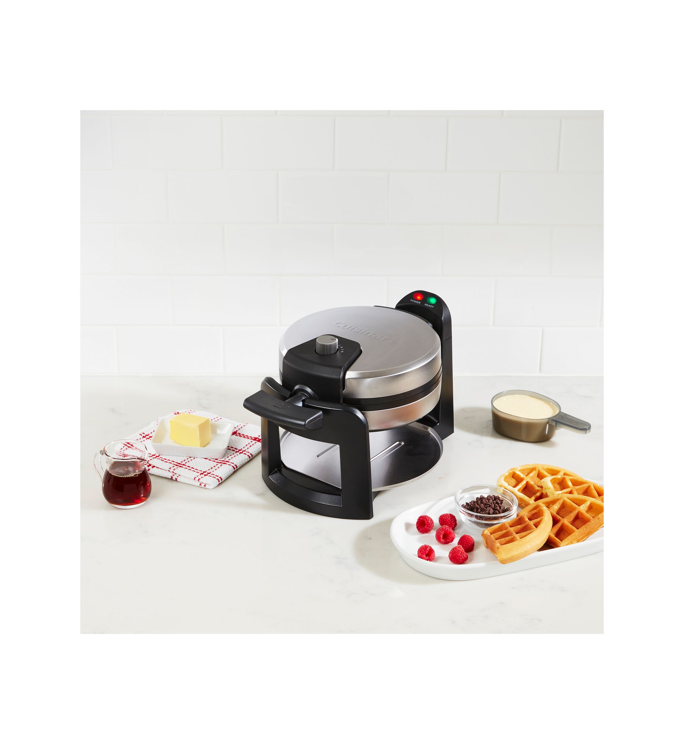 Round Flip Belgian Waffle Maker