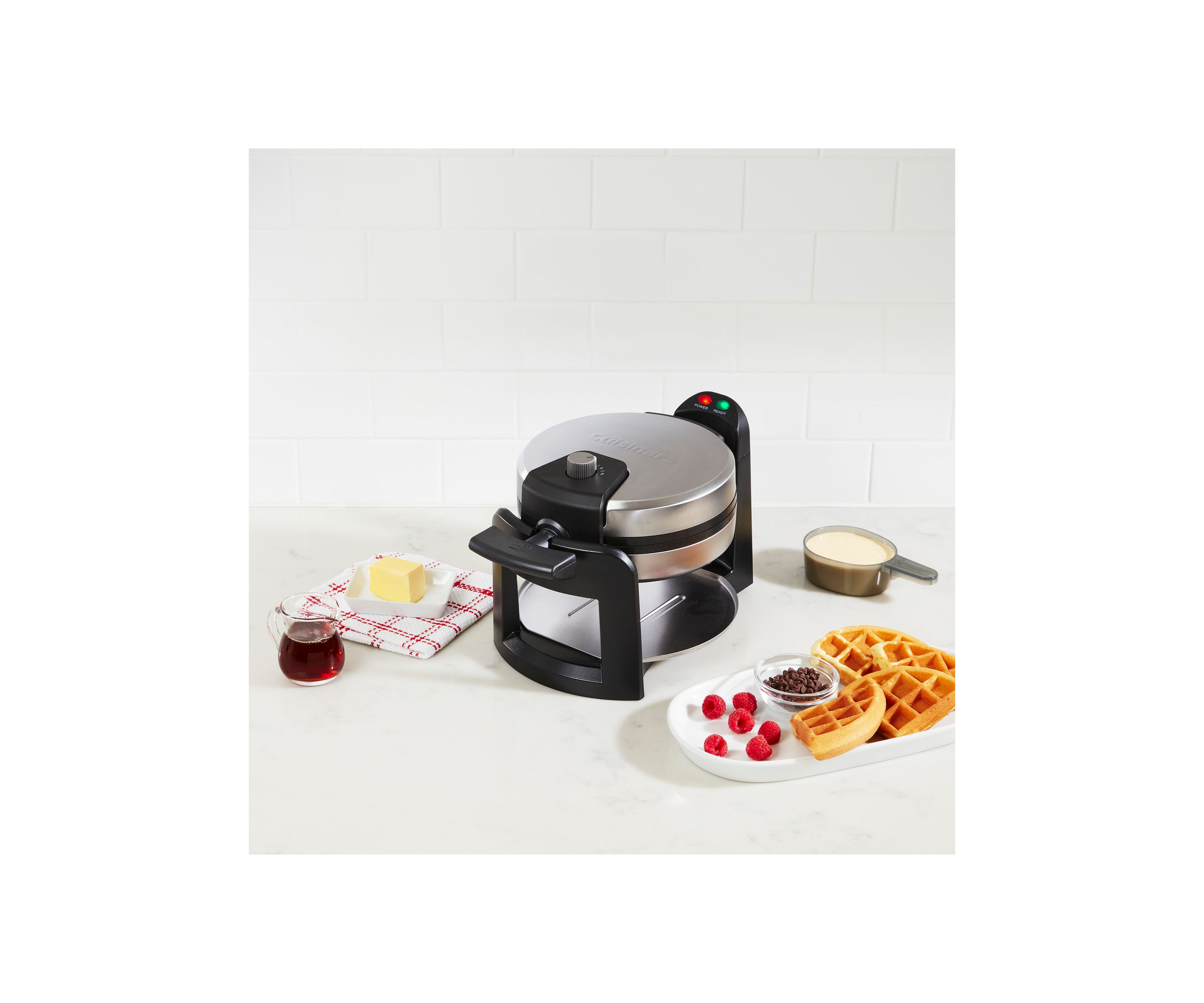 Round Flip Belgian Waffle Maker