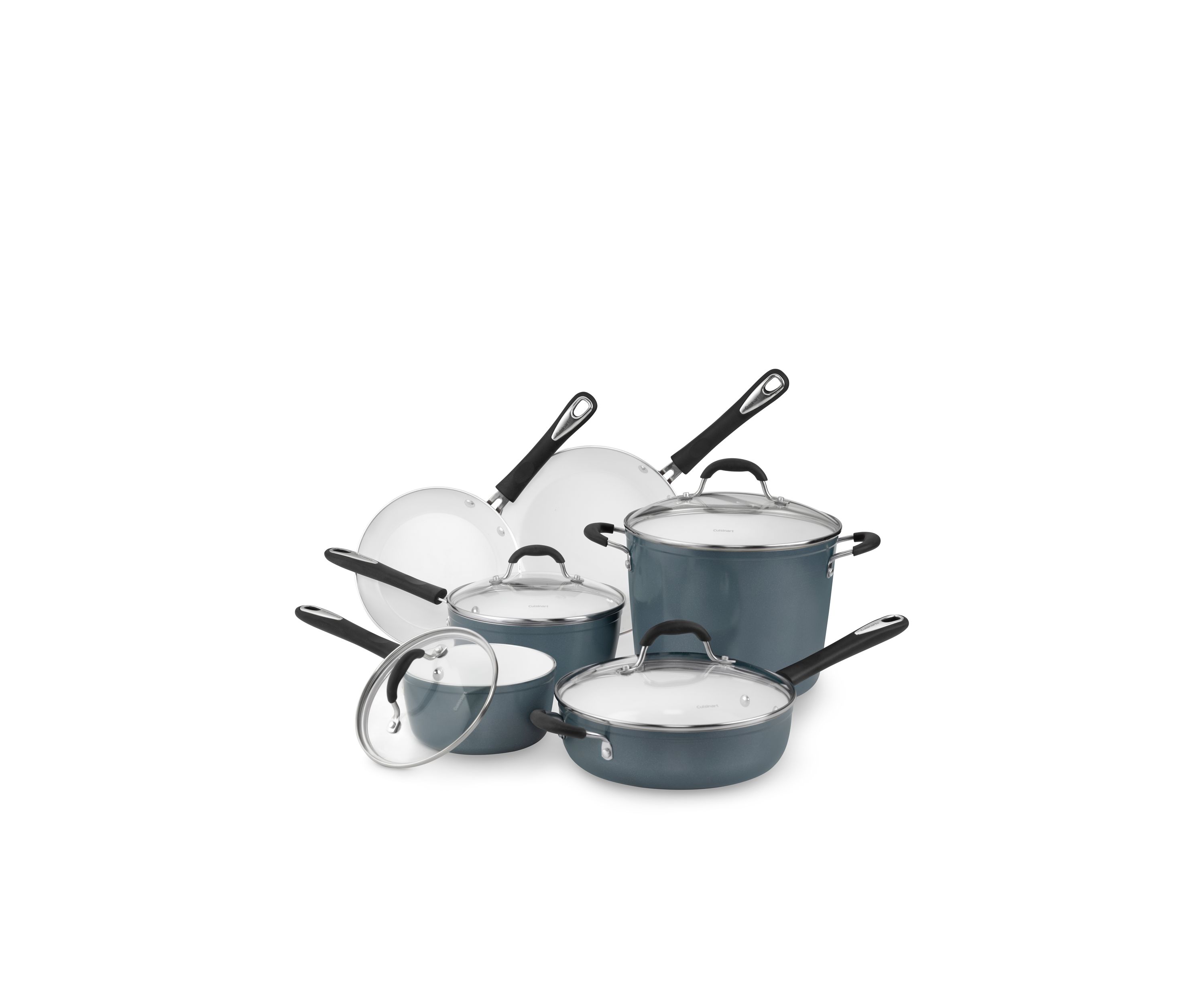 Elements Blue Nonstick Ceramic Aluminum 10-Piece Cookware Set
