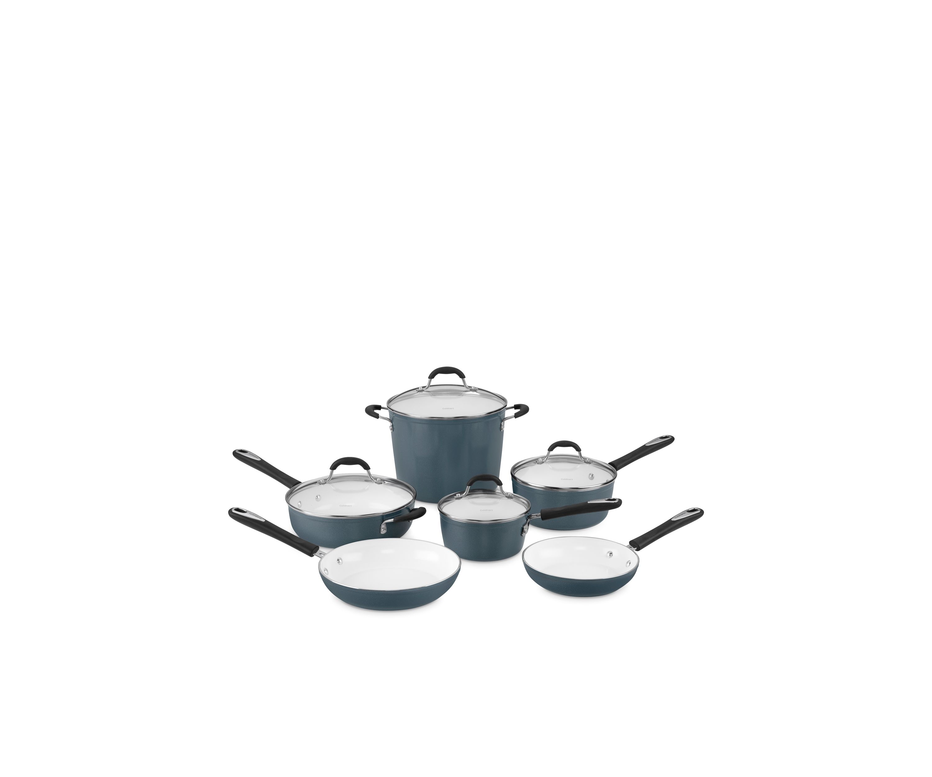 Elements Blue Nonstick Ceramic Aluminum 10-Piece Cookware Set