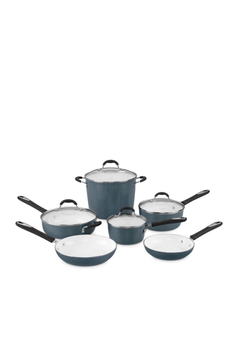 Elements Blue Nonstick Ceramic Aluminum 10-Piece Cookware Set