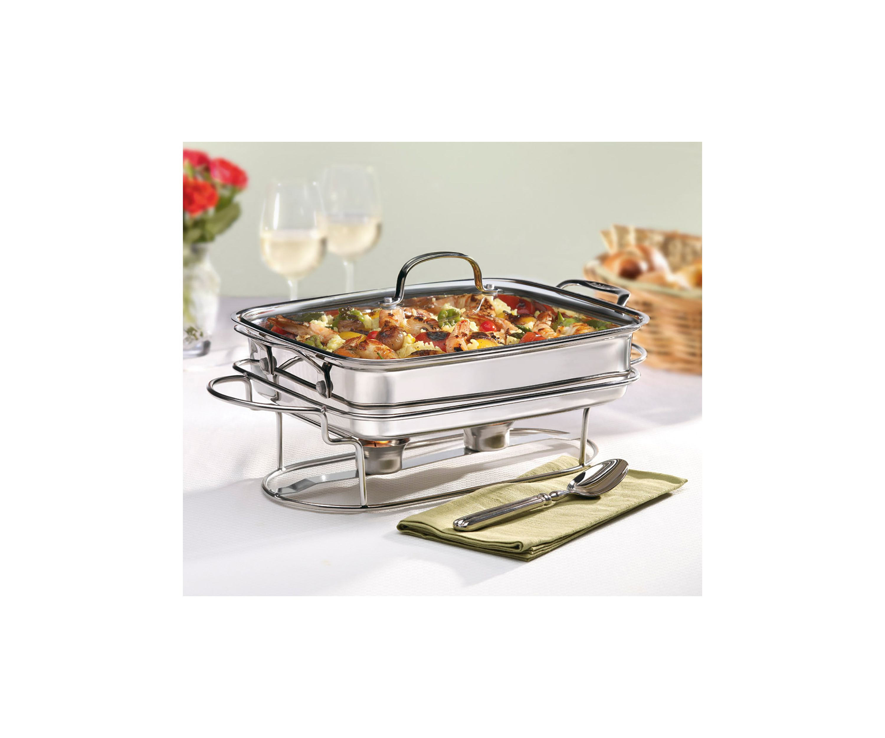  Classic Entertaining Stainless Rectangular Buffet Server 