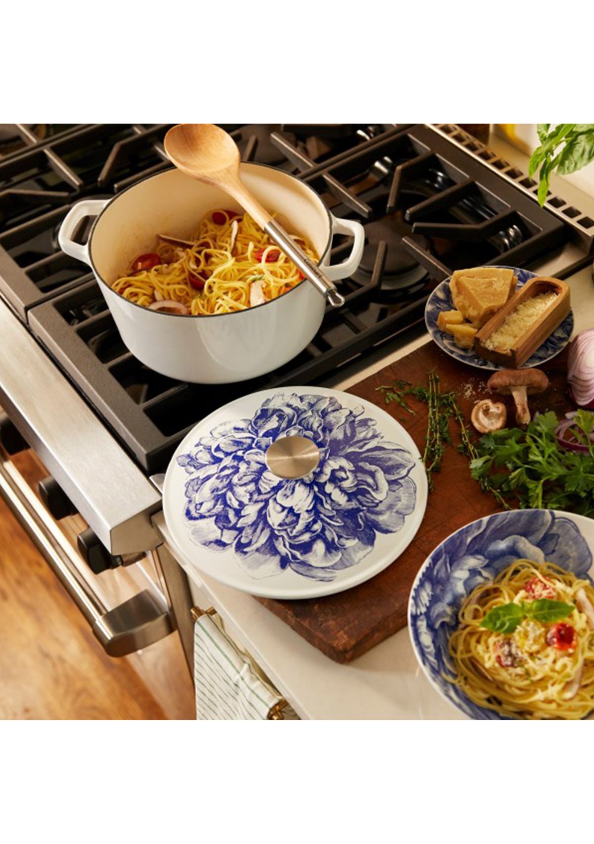 Caskata Blooming Peony 5 Qt Round Covered Casserole