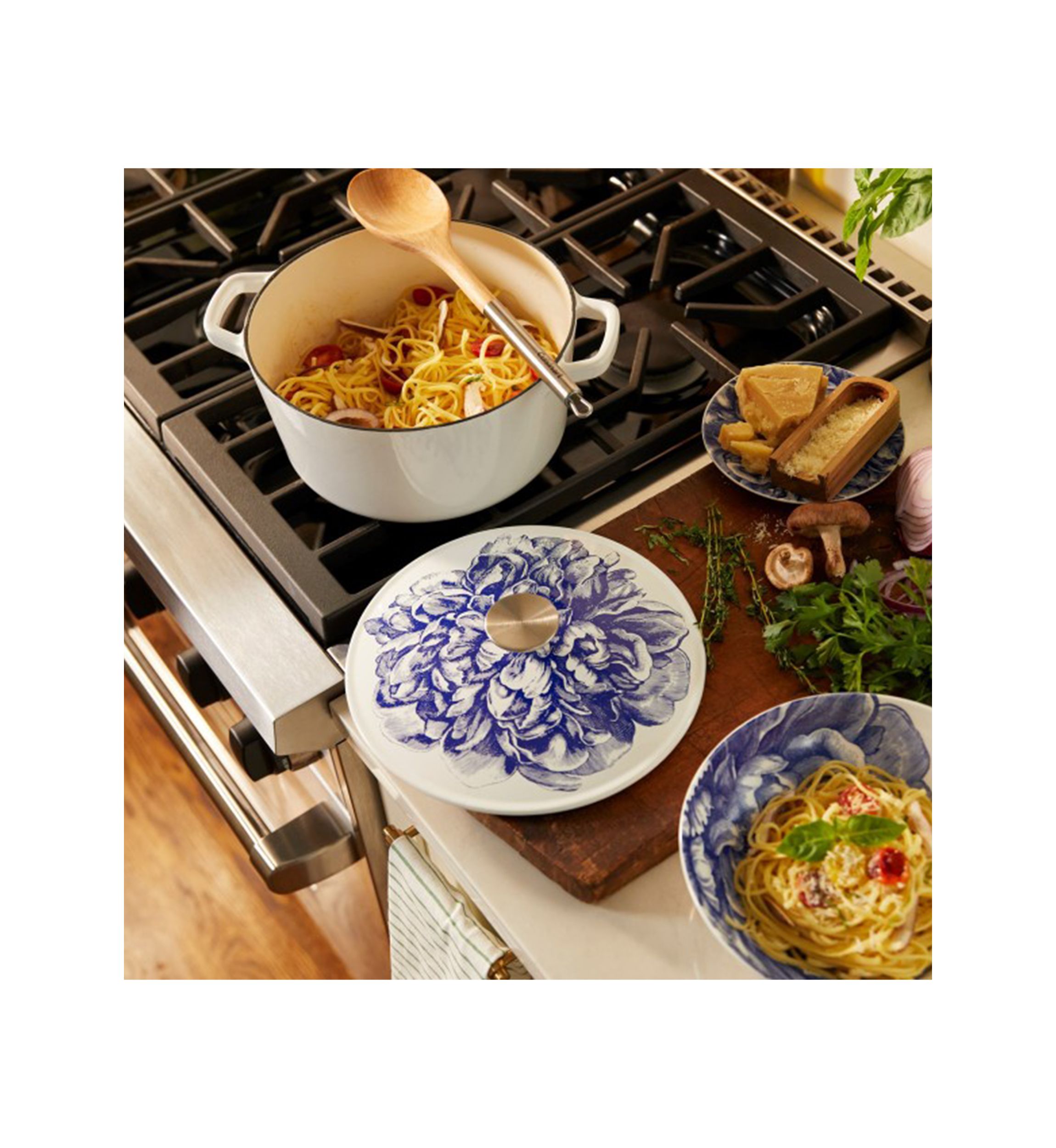 Caskata Blooming Peony 5 Qt Round Covered Casserole