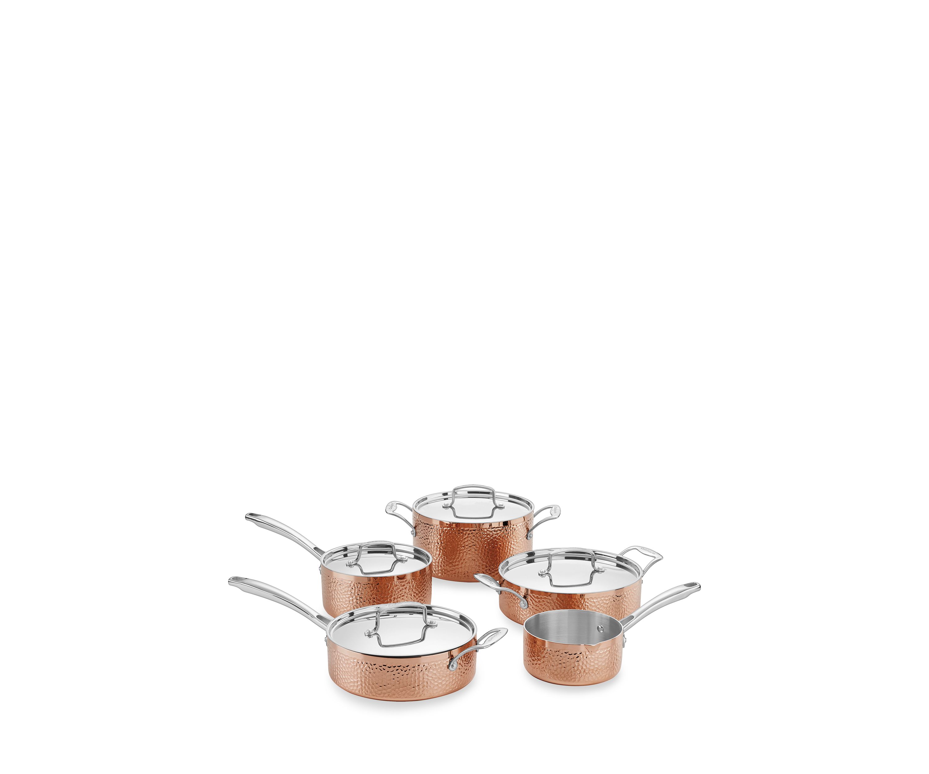 9-Piece Hammered Copper Tri-Play Cookware Set