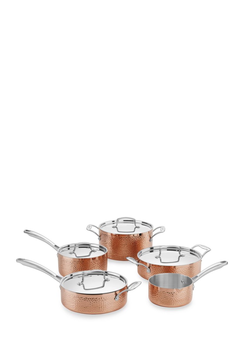 9-Piece Hammered Copper Tri-Play Cookware Set