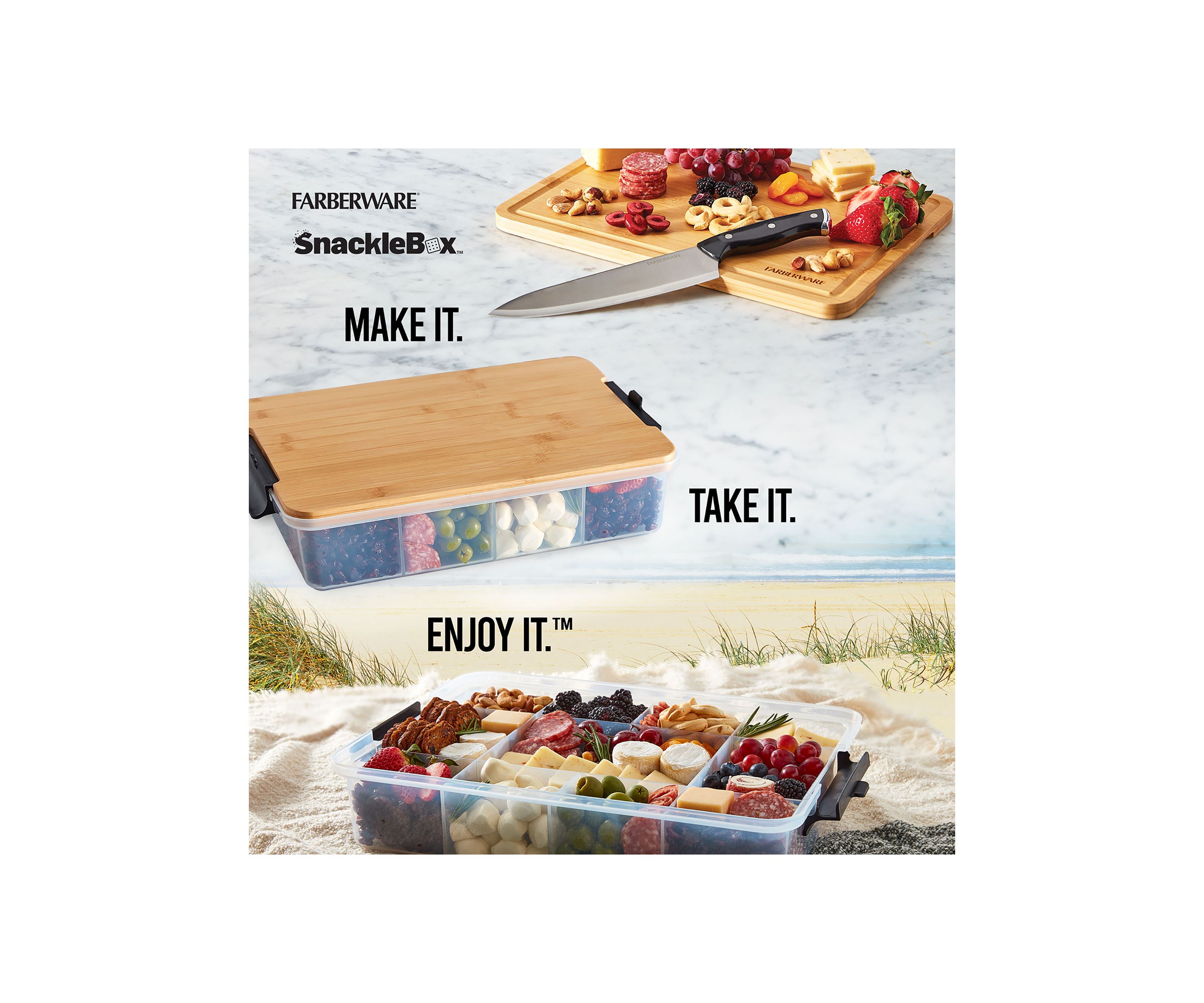 Snacklebox with Locking Bamboo Cutting Board Lid