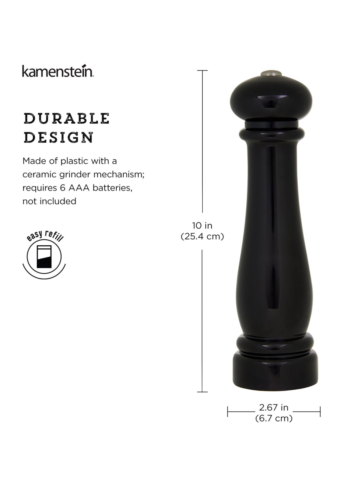 Traditional Black Battery Operated Grinder