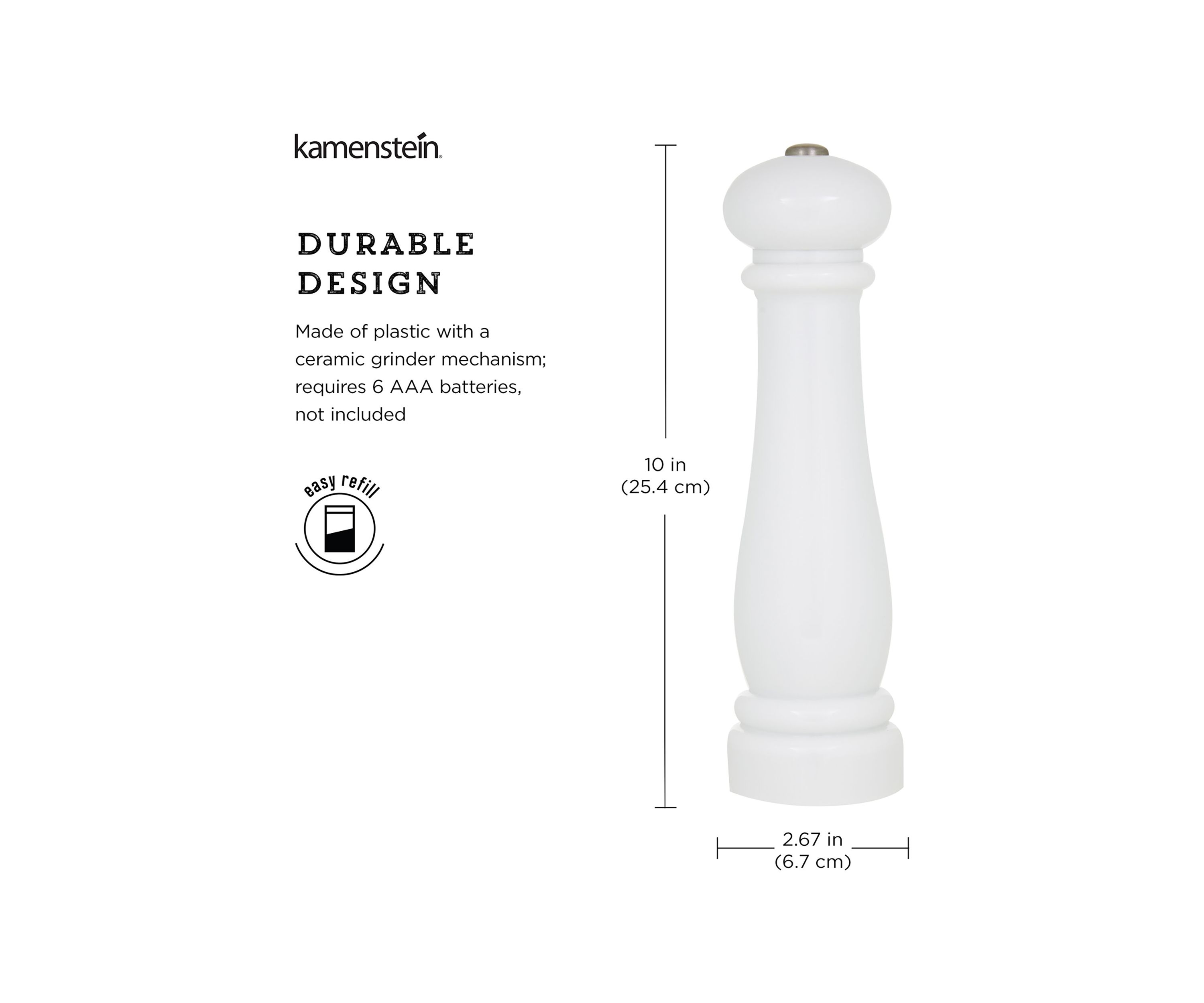 Traditional White Battery Operated Grinder
