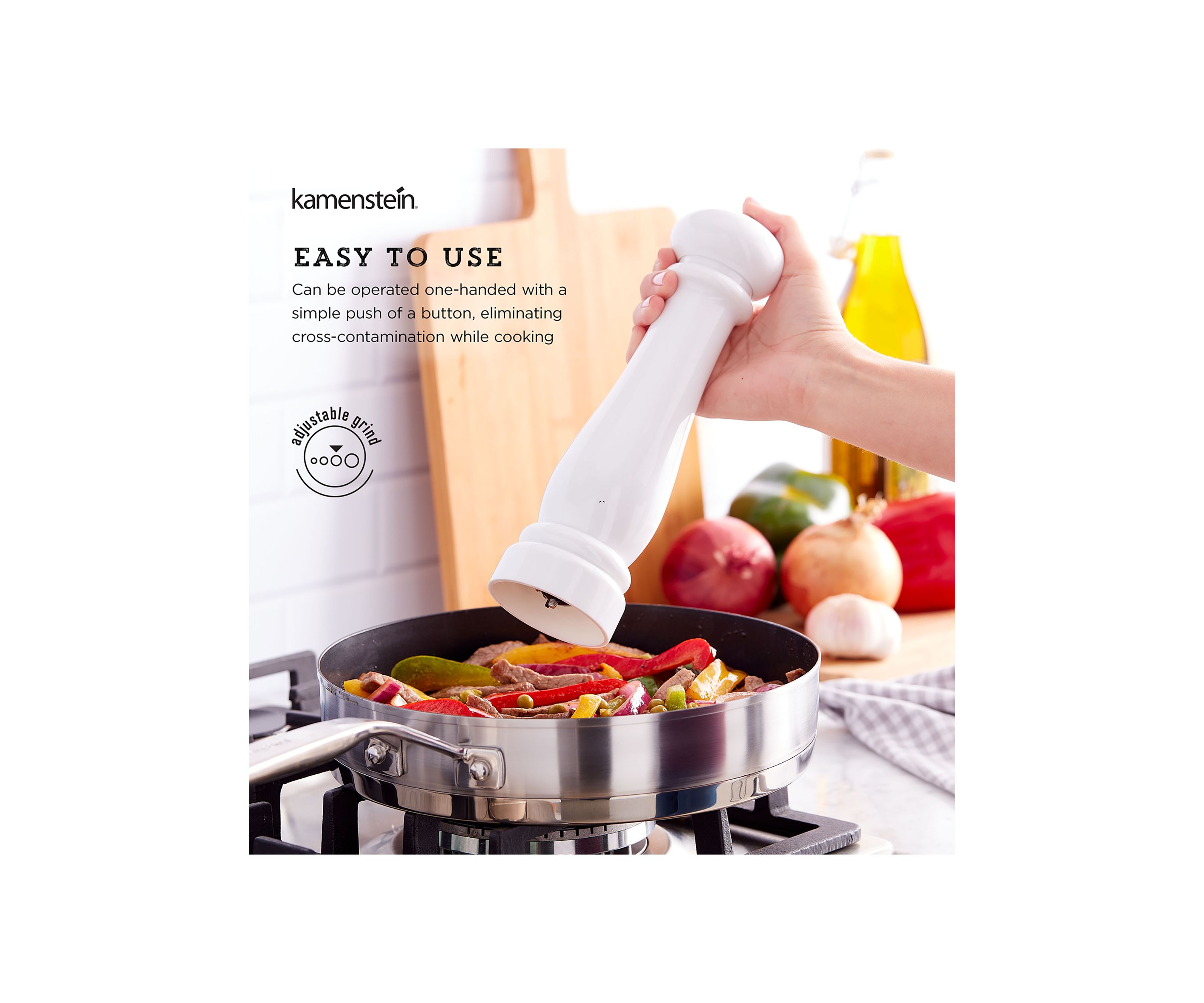 Traditional White Battery Operated Grinder