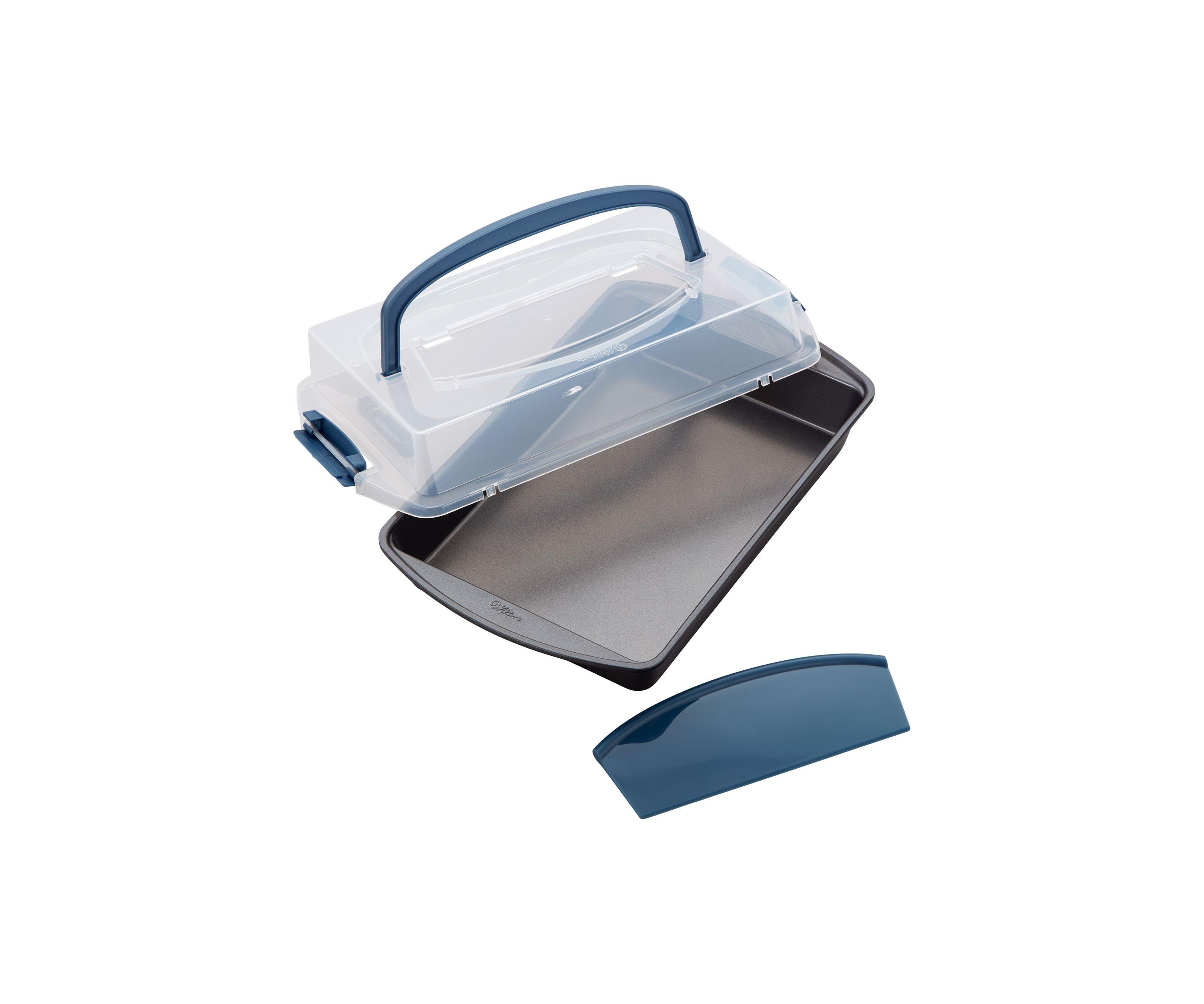 Perfect Results Oblong Cake Pan with Lid and Cutter 3-Piece Set