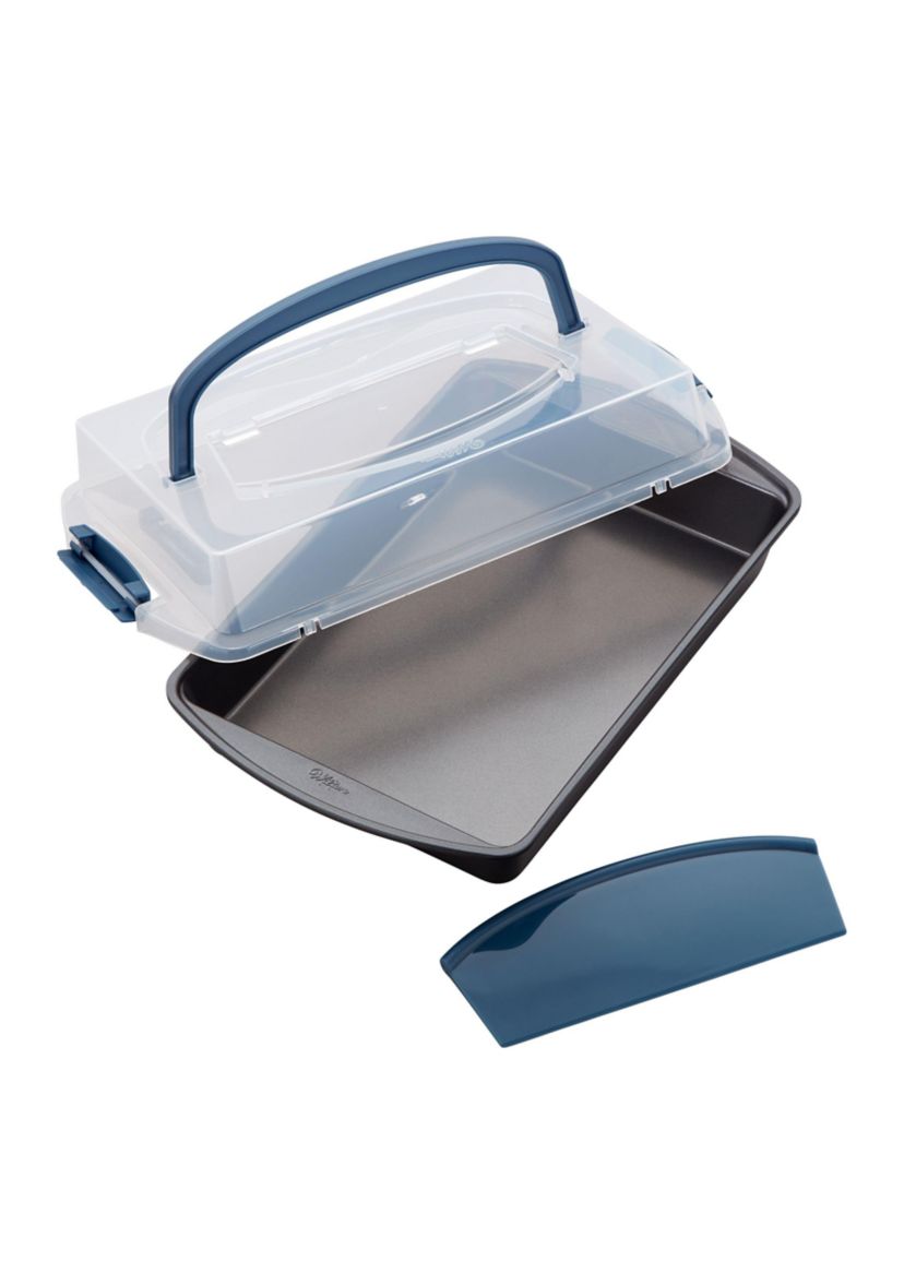 Perfect Results Oblong Cake Pan with Lid and Cutter 3-Piece Set
