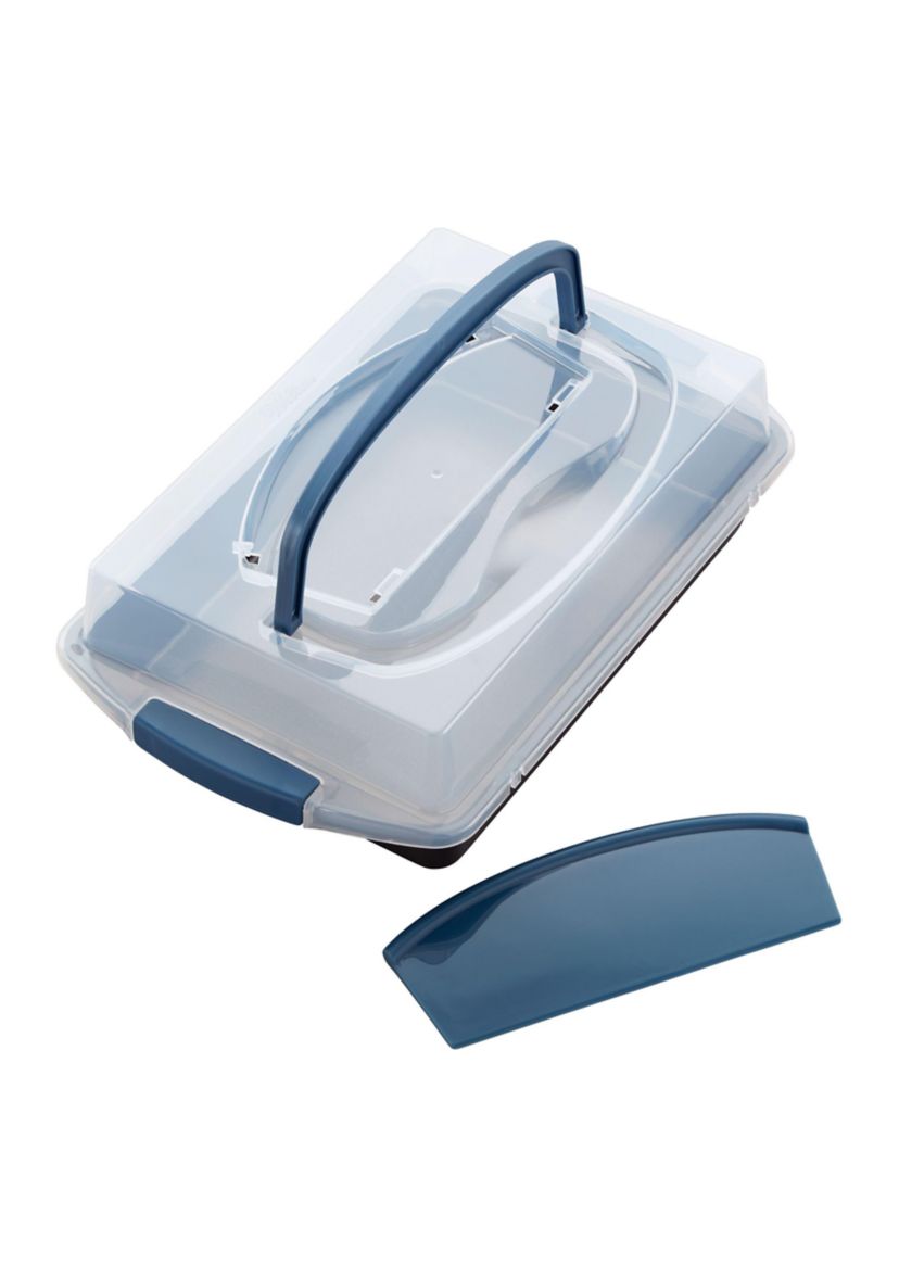 Perfect Results Oblong Cake Pan with Lid and Cutter 3-Piece Set