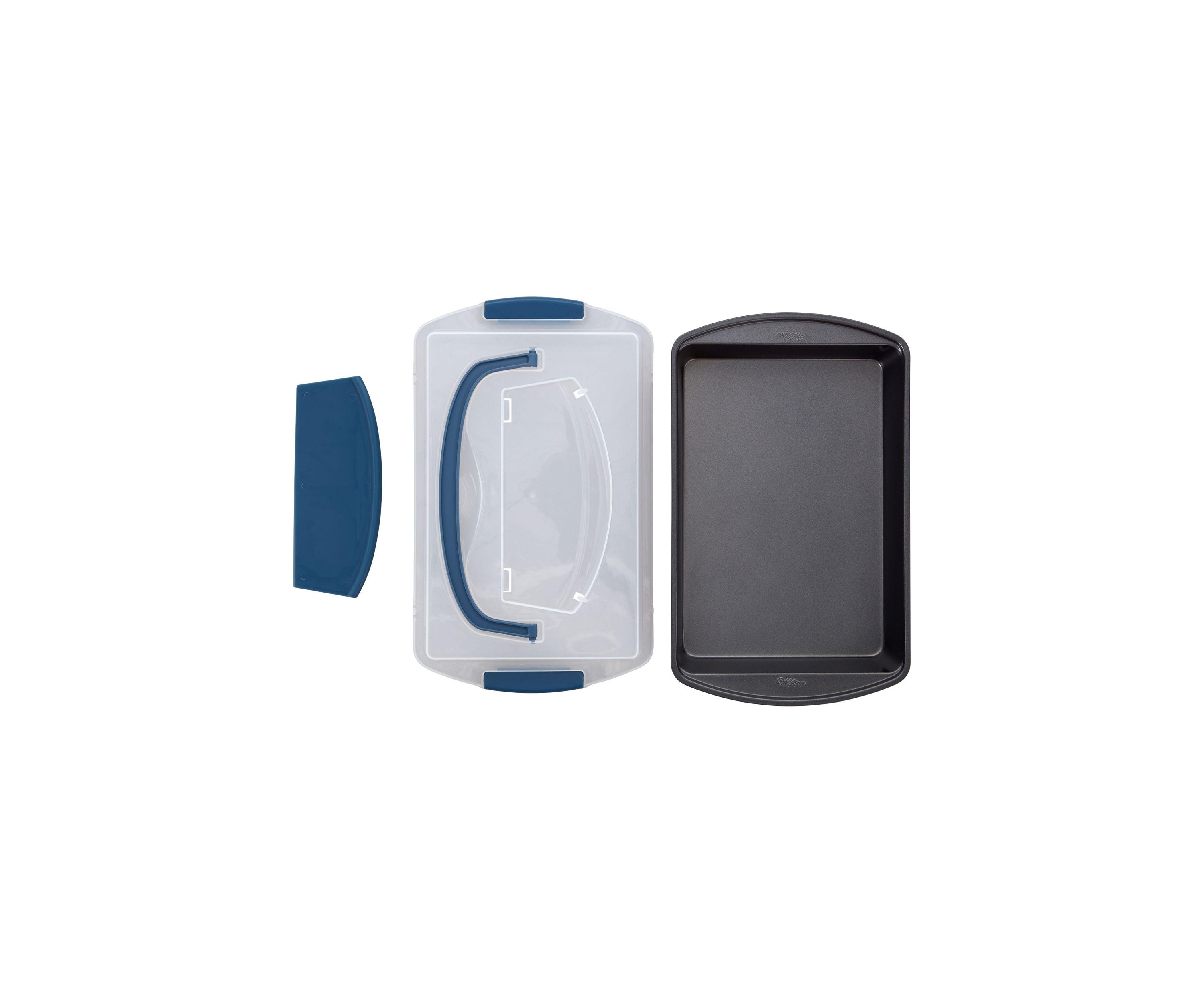 Perfect Results Oblong Cake Pan with Lid and Cutter 3-Piece Set