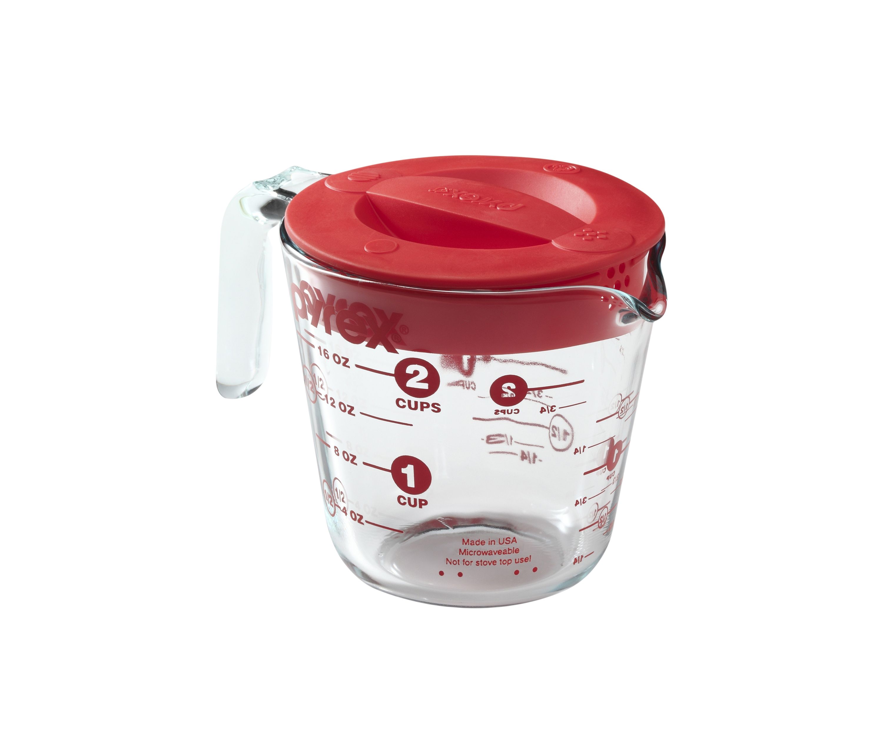 2 Cup Measuring Cup with Red Plastic Lid