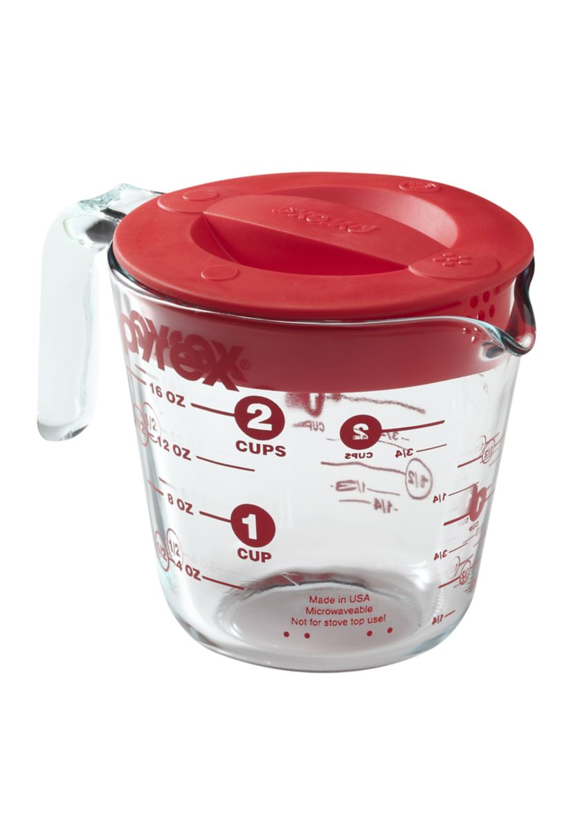 2 Cup Measuring Cup with Red Plastic Lid
