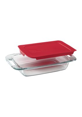 Easy Grab 2 Quart Glass Baking Dish with Red Lid