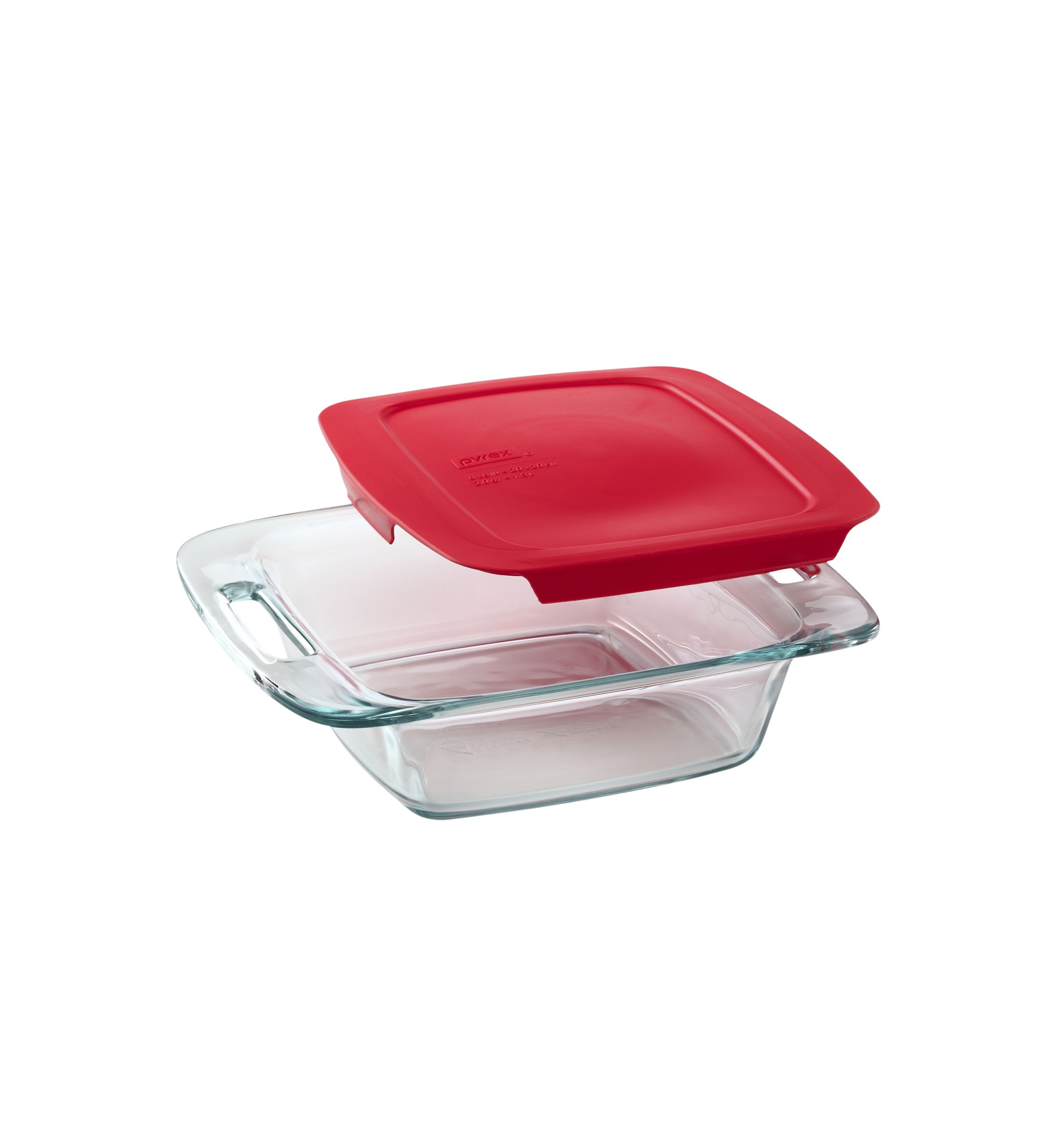 Easy Grab 8" Square Glass Baking Dish with Red Lid