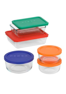 Pyrex Glass Storage Containers with Lids 10-pc Storage Set w Plastic Covers  NEW