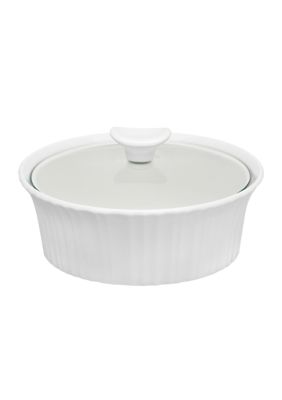 French White 1.5 Quart Round Casserole Dish with Lid