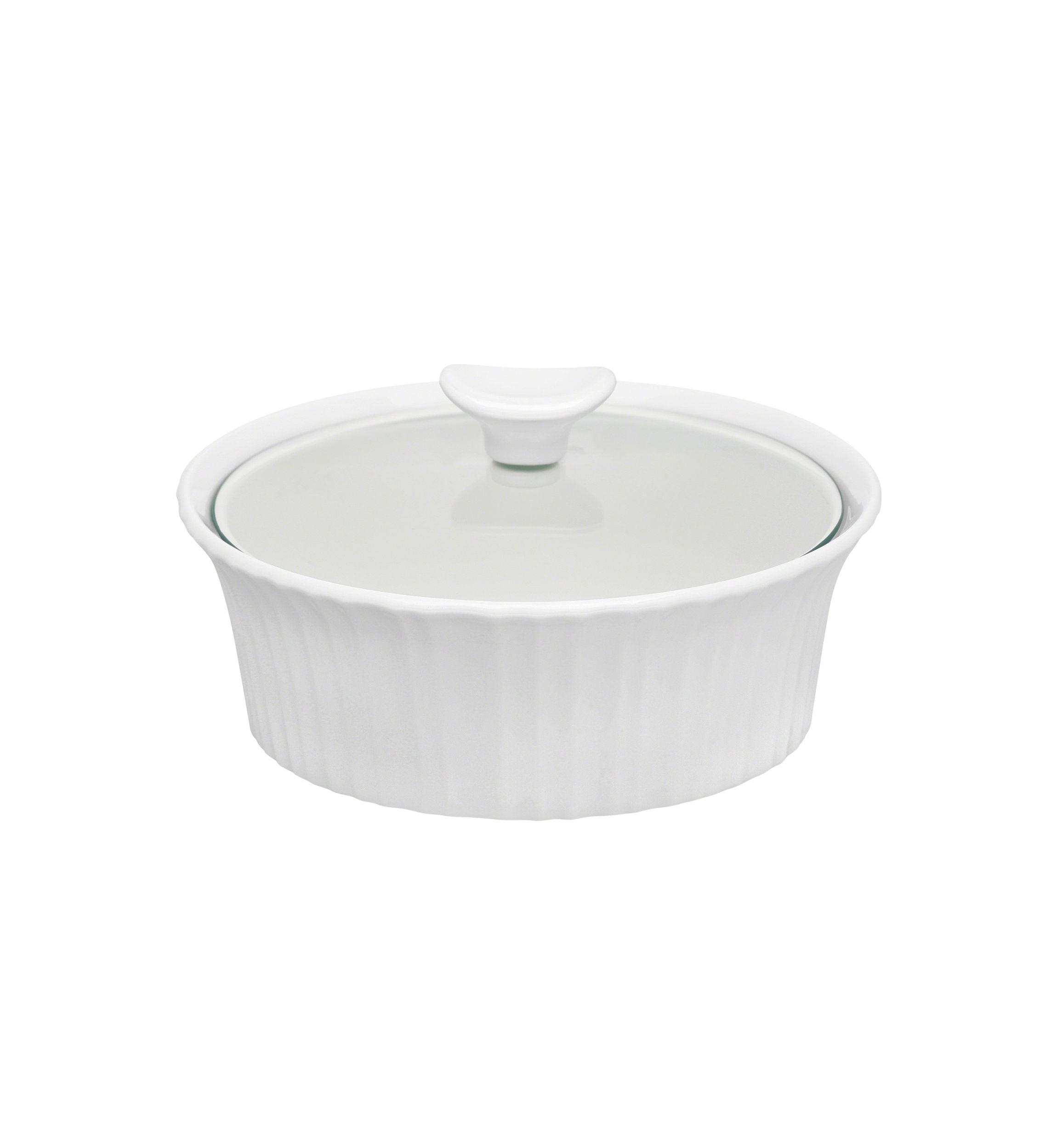 French White 1.5 Quart Round Casserole Dish with Lid