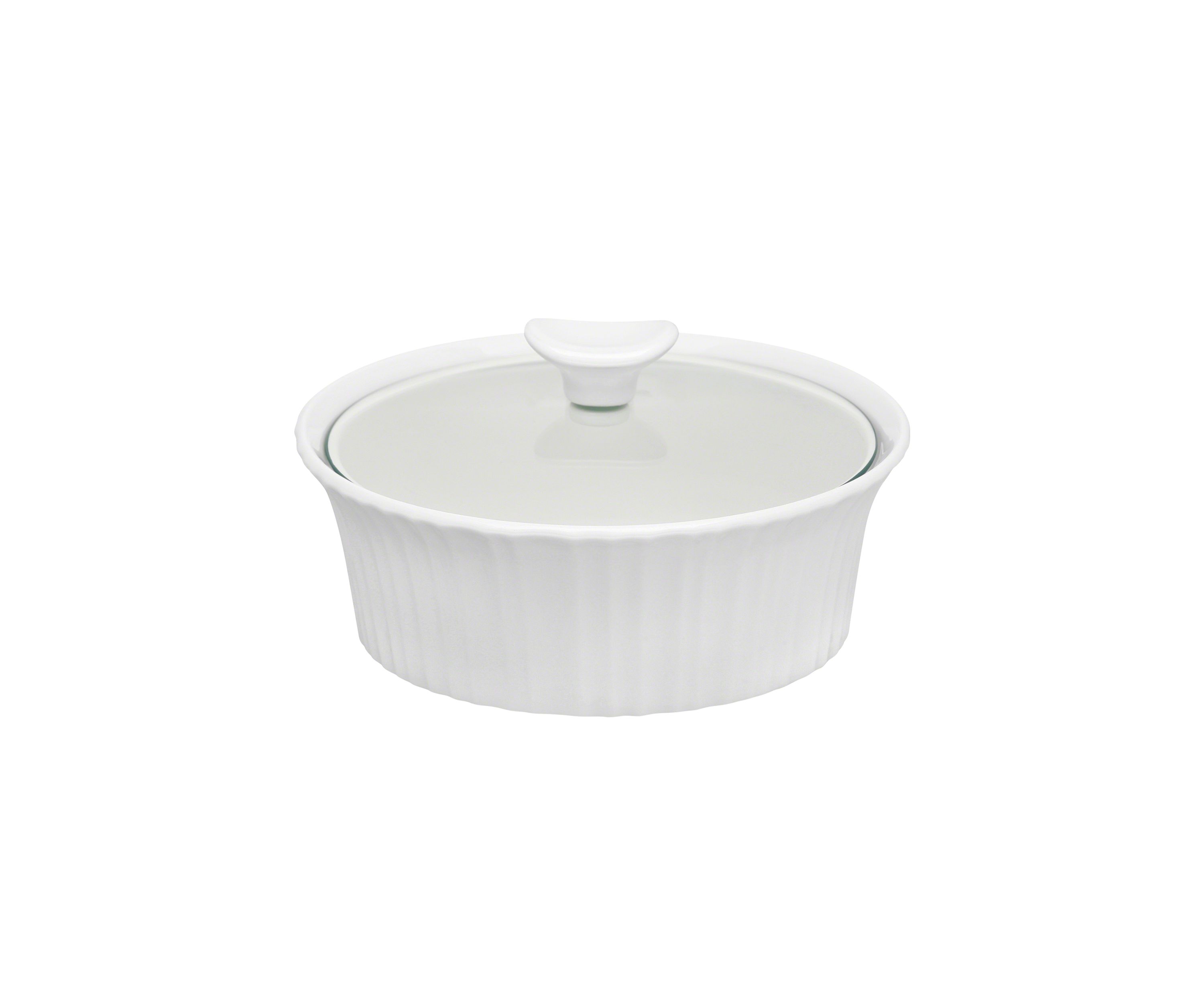 French White 1.5 Quart Round Casserole Dish with Lid