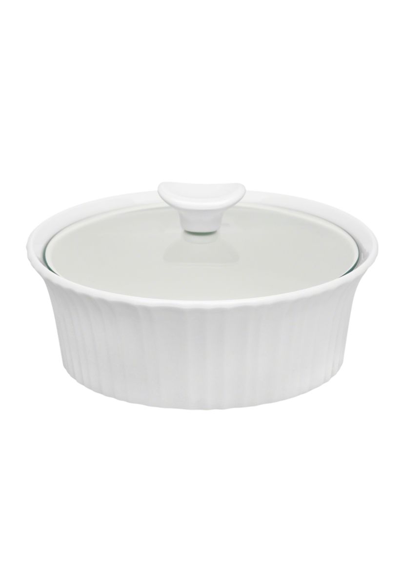 French White 1.5 Quart Round Casserole Dish with Lid