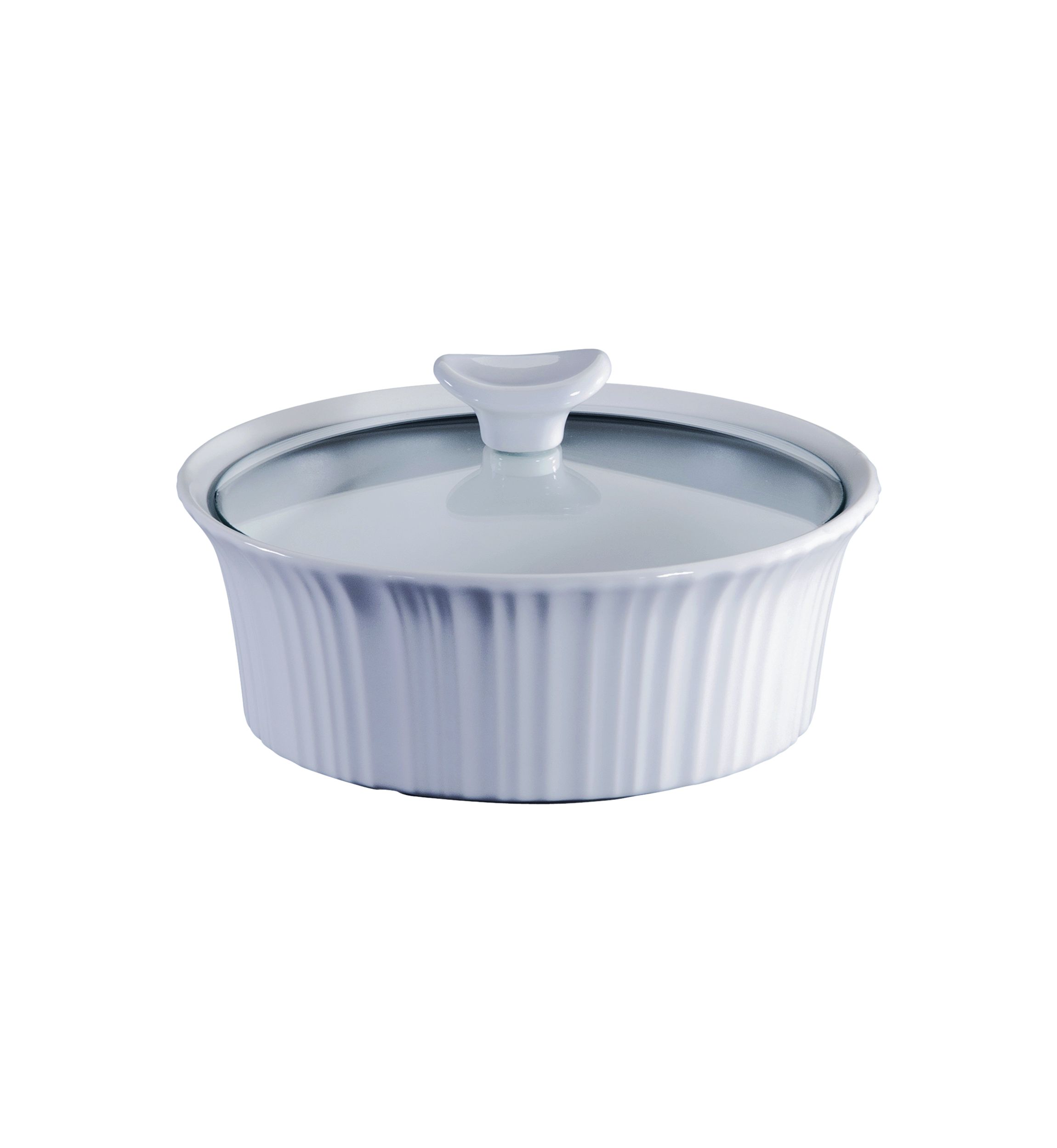French White 1.5 Quart Round Casserole Dish with Lid