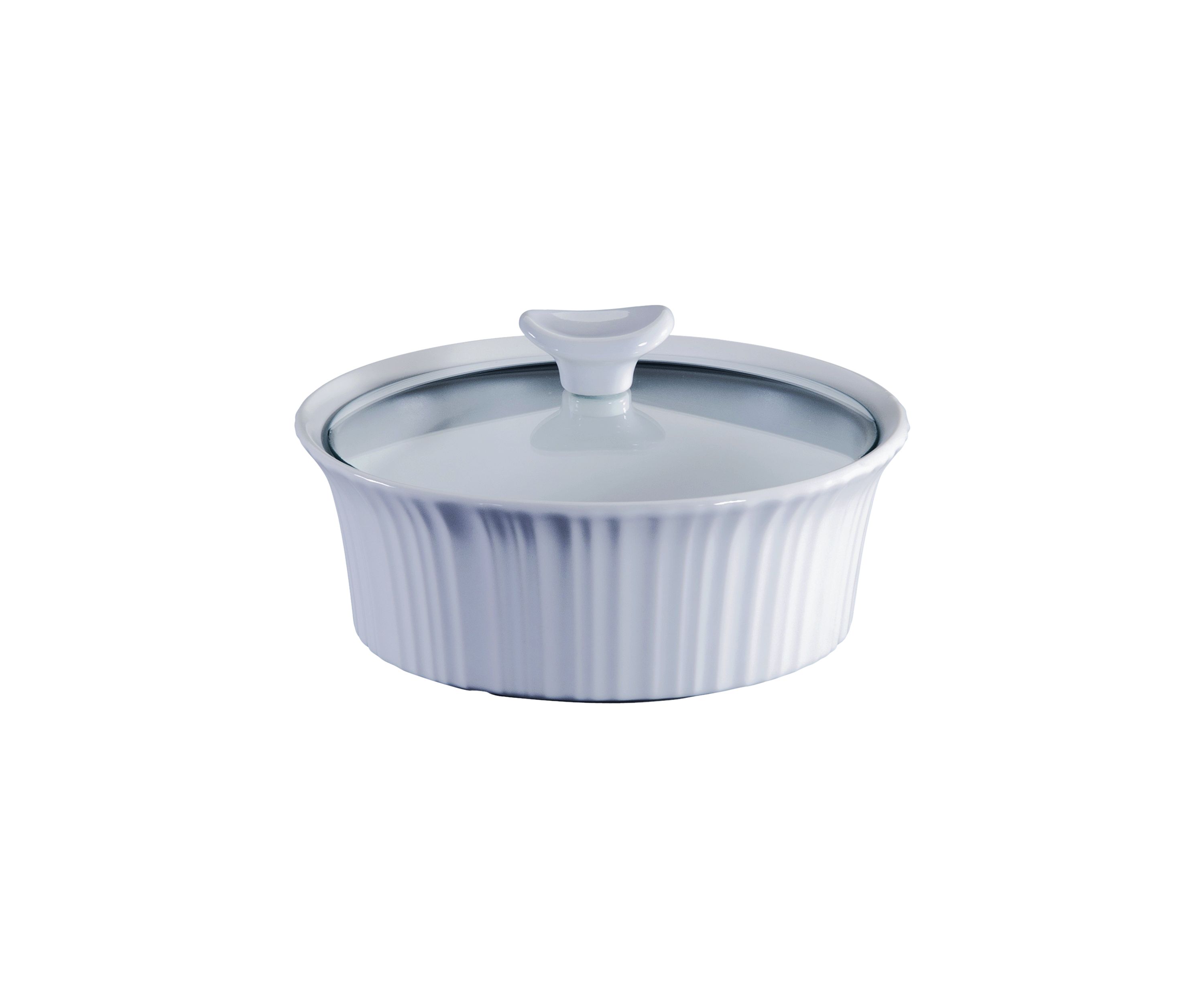 French White 1.5 Quart Round Casserole Dish with Lid