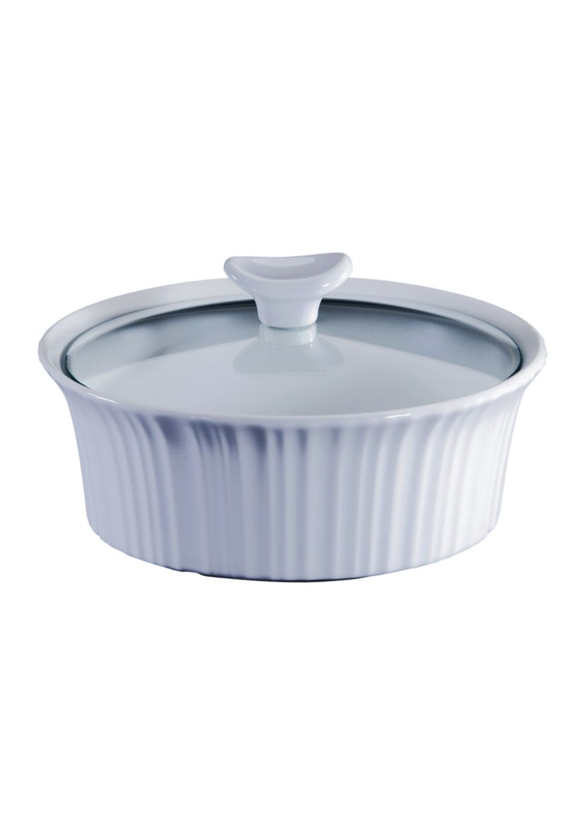 French White 1.5 Quart Round Casserole Dish with Lid