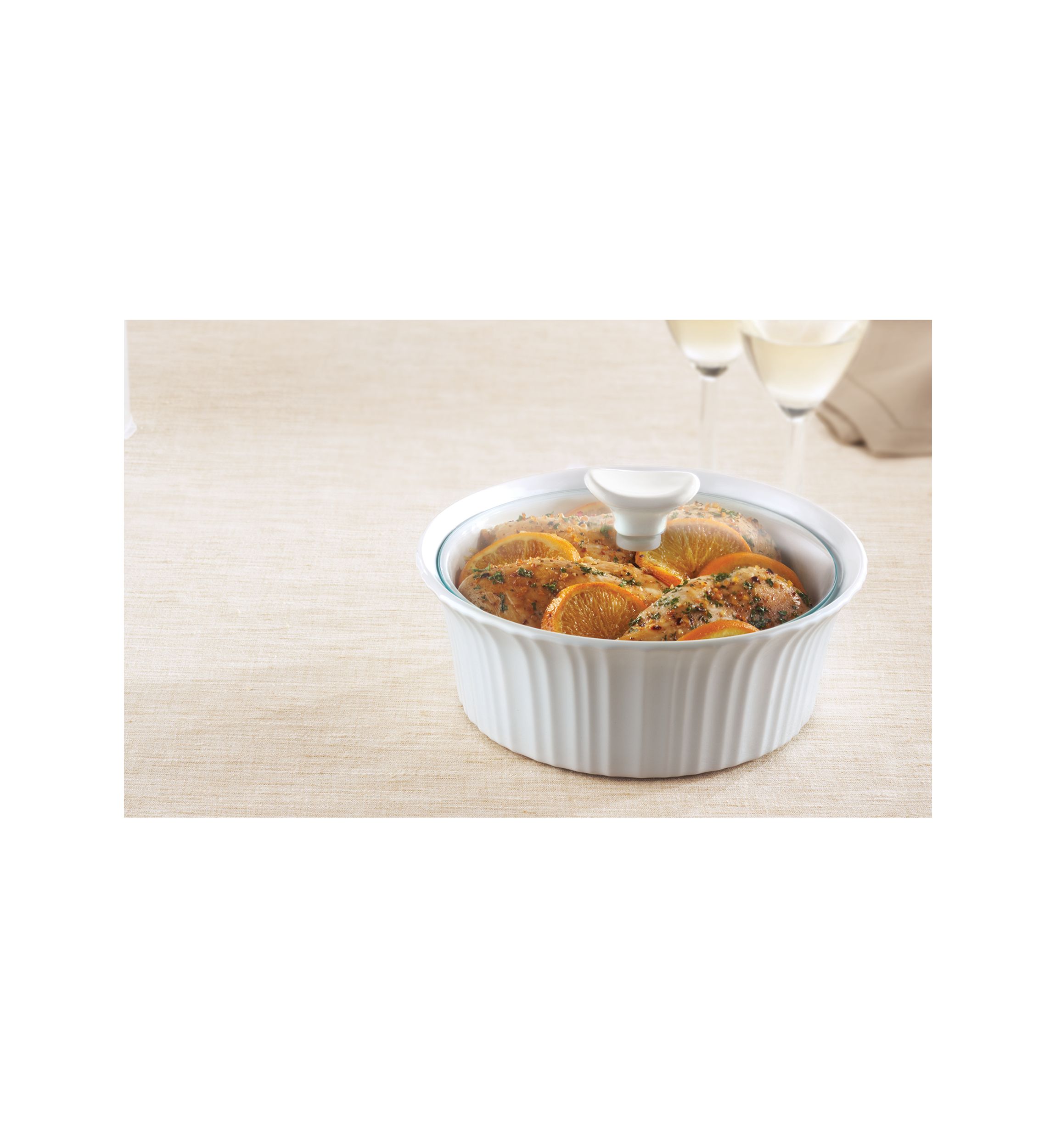 French White 1.5 Quart Round Casserole Dish with Lid