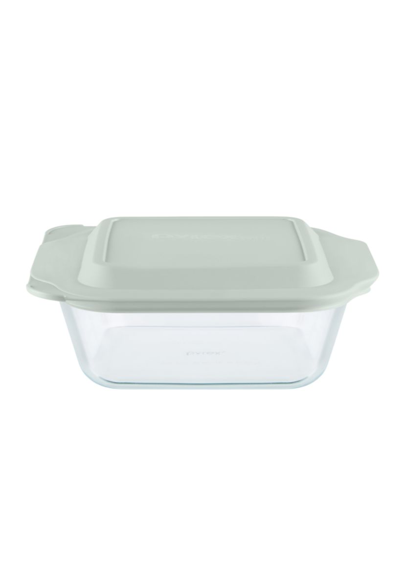 Deep 8" Square Glass Baking Dish with Sage Green Lid